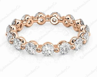 Moissanite Full Eternity Band, Milgrain Bezel Set, Wedding Anniversary