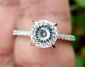 Vintage Style 2.20 CT Portuguese Cut Moissanite Engagement Ring