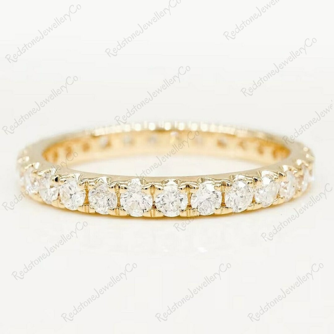 Moissanite Eternity Wedding Band, 14K Yellow Gold Ring, 1.0 TCW - Etsy