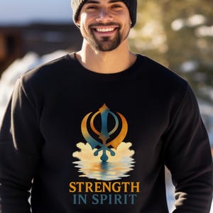 Strength in Spirit Khanda Shirt Sikh Symbol Spiritual T-shirt, Watercolor Khanda Art, Desi Faith Gift