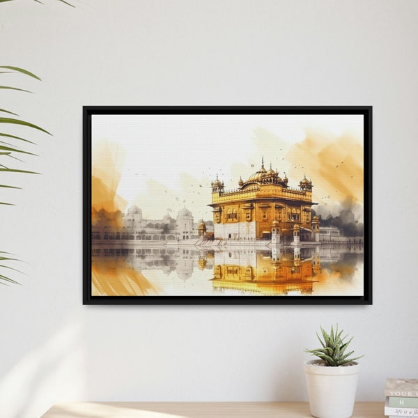 Golden Temple Brush Painting Framed Picture | Harmandir Sahib | Sikh Art | Amritsar Sahib | Painting| Sikh Canvas | Sikh Wall Decor Sikh Art