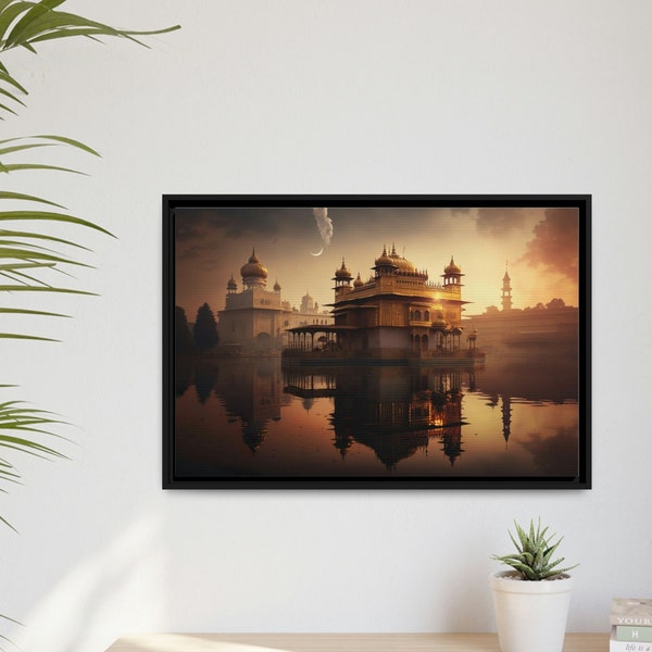 Black Framed Picture of Golden Temple | Harmandir Sahib | Sikh Art | Wall Decor | Painting| Sikh Canvas | Sikh Wall Decor painting  wall Art