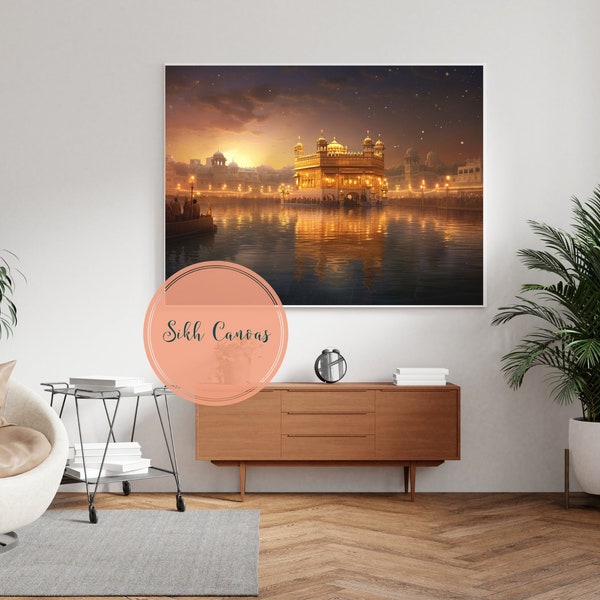 Golden Temple Sri Harmandir Sahib Black Framed Picture  Glittering shining fantasy art Sikh Wall art wall decor for sikh wall painting art