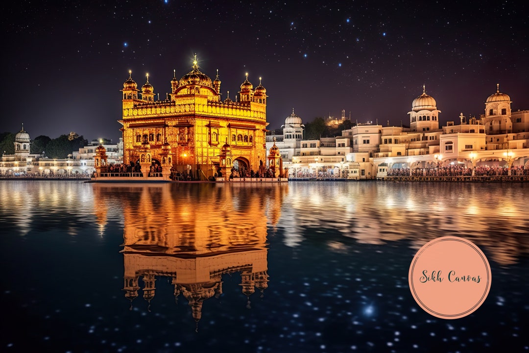 Golden Temple Portrait With Background of Stars and Bright - Etsy