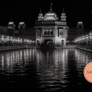 Sikh digital art Monochromatic Black and White Golden temple morning Golden Sky sikh wall decor sikh wallpaper wall painting Harmandir Sahib