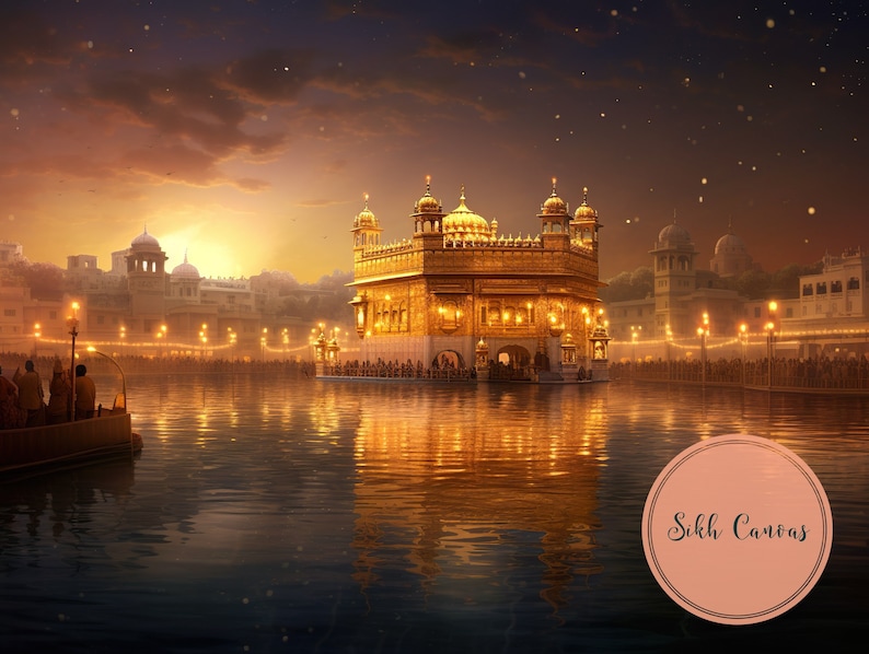 Sikh Digital Art Golden Temple Sketch Bright Shining Sikh Wall Decor ...