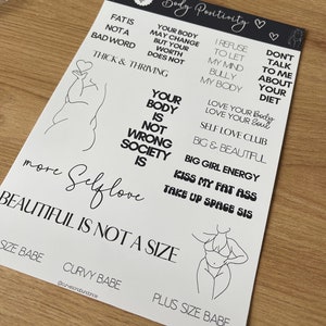 Body Positivity Sticker Sheet / Laptop Stickers / Body positivity Sticker, diet rebel