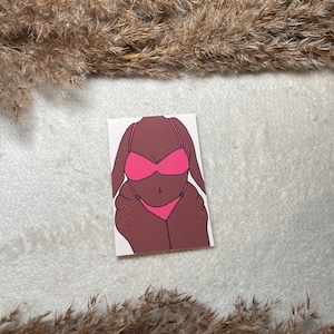 Black Thick Girl Vinyl Sticker / Laptop Stickers / Body positivity Sticker, Kiss cut Sticker