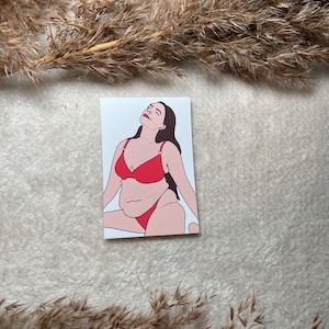white Girl body positivity Vinyl Sticker / Laptop Stickers / Body positivity Sticker, Kiss cut Sticker