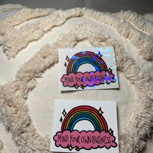 mind your own business Vinyl Sticker / Laptop Stickers / Body positivity Sticker, Kiss cut Sticker