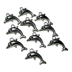 10 or 50 Tibetan Bulk Silver Dolphin Charms - Dolphin Pendants for Jewelry Making - Silver Dolphin Charms for Jewelry Making - Dolphin