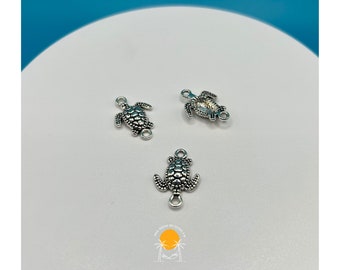 20 encantos de conector de tortuga marina de plata tibetana a granel - colgantes de tortuga marina - encantos de tortuga marina de plata para la fabricación de joyas - tortuga