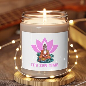 It&#39;s Zen Time Scented Soy Candle Gift for yourself family friends colleagues boss Rid negative energy Buddha Meditation Boho Vibe Pink Lotus