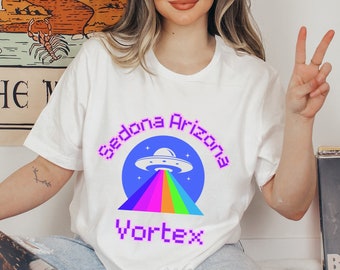 Sedona Arizona Alien UFO Tshirt Graphic Tee gift for festival celebrations any occasion, Bella & Canvas 3001, Gift for friends family and me