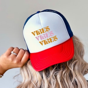 Vibes Trucker Cap Trending Mesh Hat good vibes all day, Donations go to Mental Health Gift for yourself friends family festivals Beach fun