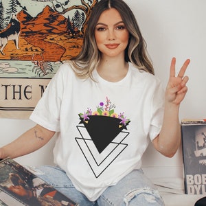 Trinity Triangle Flower Tshirt Zen Peaceful Vibes Inspo Graphic Tee gift for festival celebrations, yourself, friends, family any occasion