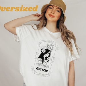 The Sun Tarot Woman butterfly Tshirt Graphic Tee Mystic Astrology gift for Mom Boss Mystical Mother Angel Mystical Tarot Green witch tee