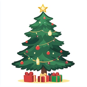 Pacote de 5 árvores de Natal de desenho animado PNG – Arte digital divertida/Clipart para uso pessoal e comercial - Fundo transparente - Decorações de Natal