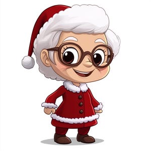 7 Lovely Cartoon Mrs Claus&#39; Christmas PNG Pack – Fun Digital Art/Clipart for Personal and Commercial Use - Transparent Background