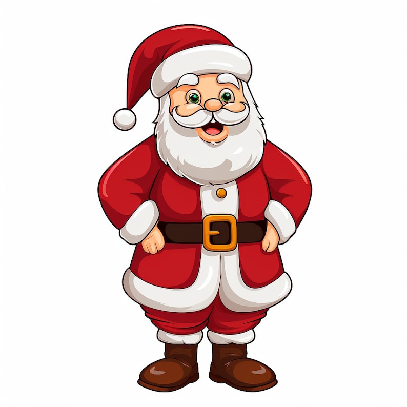 5 Happy Cartoon Santa Claus Christmas PNG Pack Fun Digital Art/clipart ...