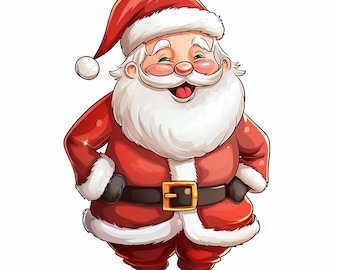 5 Happy Cartoon Santa Claus Christmas PNG Pack – Fun Digital Art/Clipart for Personal and Commercial Use - Transparent Background