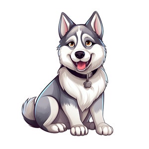 10 entzückende Cartoon-Husky-PNG-Bilder – digitaler Download – süße Hunde-Clipart – Hundegrafiken – Husky-Mutter-Geschenk – Kinder-Cartoon-Hundebilder