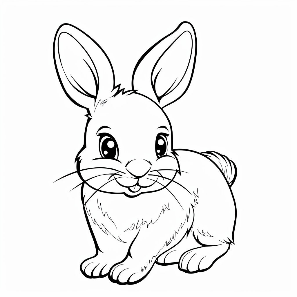 Cute Bunny Coloring Pages – 20 Rabbit Doodles for Kids (PNG Files ...