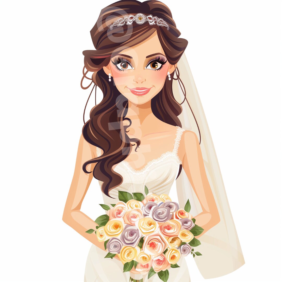 Beautiful Bride Clipart Bundle - 10 Unique PNG Illustrations for ...