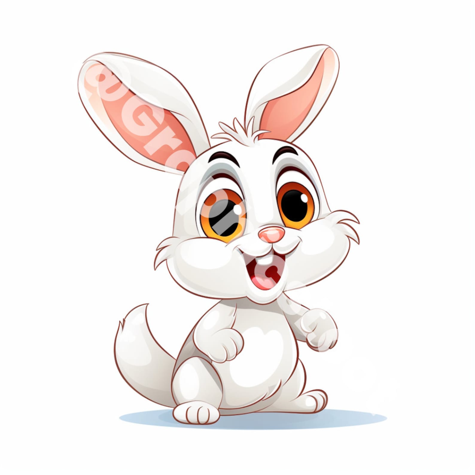 5 Happy Cartoon Rabbits PNG Pack – Easter Rabbit Fun Digital Art ...