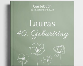 Personalized Birthday Guest Book - Birthday Keepsake for 30, 40, 50, 60, 70 Years - Gift for Women and Men - Birthday Decor