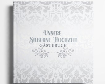Libro degli ospiti per nozze d'argento, regalo per il 25° anniversario di matrimonio, nozze d'argento, regalo di nozze d'argento per 25 anni di matrimonio