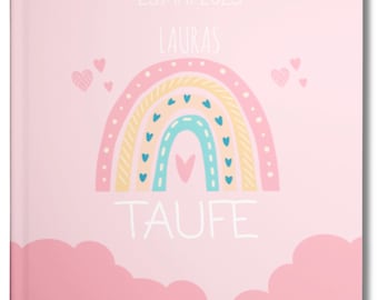 Taufe Gästebuch personalisiert – Geschenk zur Taufe  Mädchen  Erinnerungsbuch & Fotoalbum zur Tauffeier | Taufgeschenk Baby