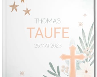 Taufe Gästebuch personalisiert – Geschenk zur Taufe Mädchen und Junge Erinnerungsbuch & Fotoalbum zur Tauffeier | Taufgeschenk Baby
