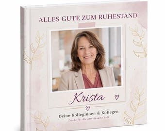 Personalized retirement book for a colleague – a farewell gift from the team with a photo