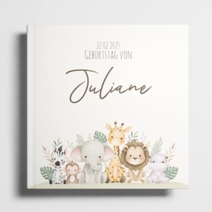 Libro degli ospiti personalizzato per il compleanno dei bambini, album per bambini, battesimo - record di pietre miliari del mio primo anno | Libro dei ricordi per bambini, album per bambini