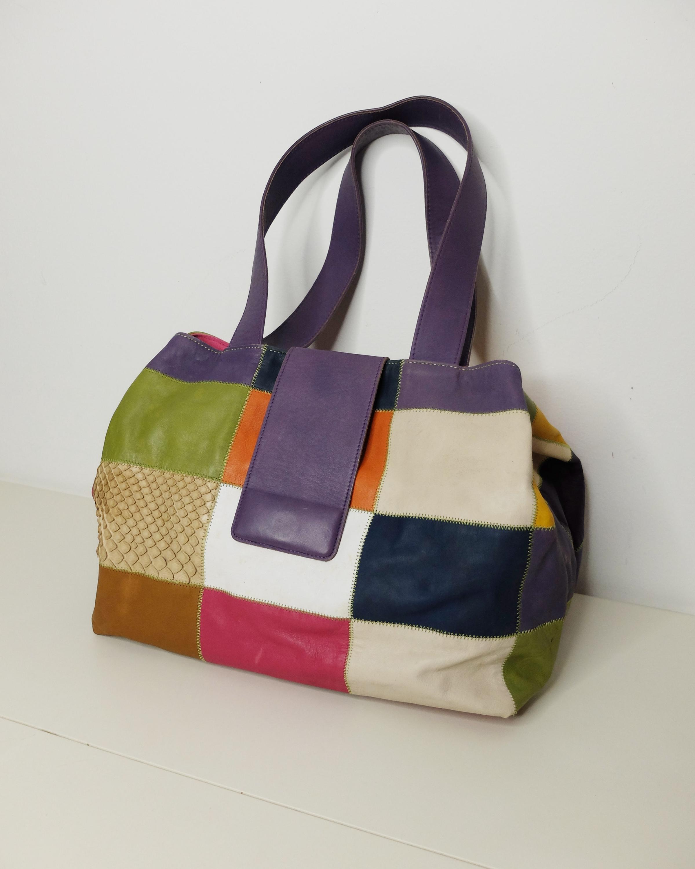 Borse da uomo in pelle patchwork moda Borsa a tracolla a