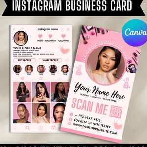 Makeup Artist Instagram Visitenkarten, Digitale Visitenkarten, Instagram Visitenkarten, Tiktok Visitenkarten, DIY Karten, Lash Karten, Karte