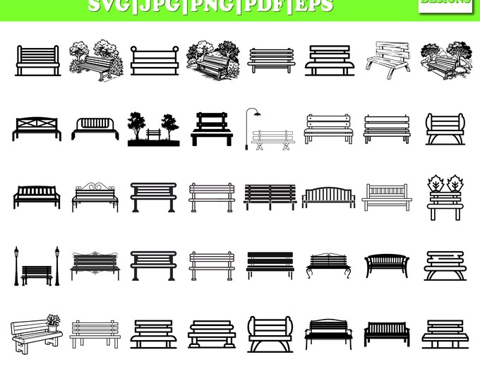 Park Bench Svg Bundles, Bench Svg, Furniture Bench Svg, Bench Clipart ...