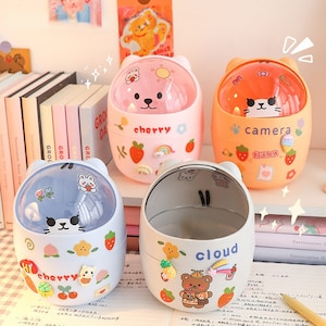 Funny Bear Desktop Trash Can, Trash Can with Lid, Pen Holder, School Stationary, Office Stationary, Storage Box, Pencil Holder, Holder