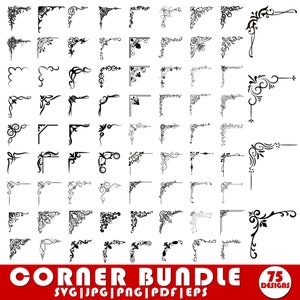 ブックコーナー SVG バンドル、コーナー SVG、花柄コーナー、装飾ページコーナー、フレーム SVG、コーナーボーダー SVG、ビンテージコーナー SVG、コーナーパターン