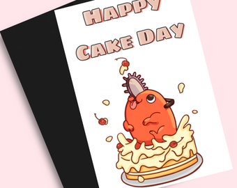 Cute Chainsaw devil dog Greeting Card | Anime Birthday Card | Birthday Card | Birthday card for Friend| Kawaii Greeting Card