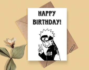 Funny Anime Greeting Card, Anime Birthday Card, Birthday card for Friend