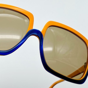 Rodenstock Sirona Vintage Sunglasses, New Old Stock, Oversized, 70s, Hippie, Orange, Blue,
