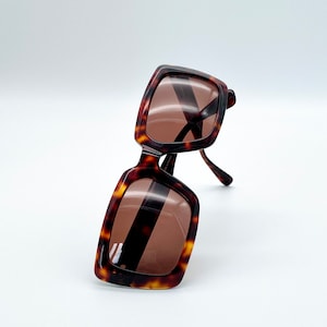 Traction Productions BOLERO, Vintage Designer Sunglasses, New Old Stock, Brown, Tortoiseshell, Patterned, Large, Square