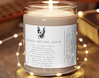 German Shephard Gift, German shephard candle, gift for dog owner, german shephard owner, dog themed gift, new puppy gift, dog candle