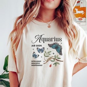 Comfort Colors Aquarius Tee, Celestial Aquarius Shirt Trendy Oversized Tee, Astrology T Shirt, Zodiac Birthday Gift For Aquarius