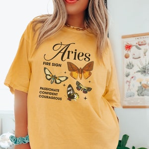 Comfort Colors Aries Tee, Celestial Aries Shirt Trendy Oversized Tee, Astrology T Shirt, Zodiac Birthday Gift For Aries