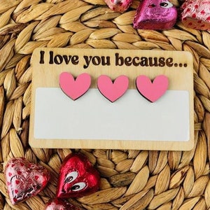 I love you because sign for kids, Dry Erase I love you sign, Valentines Day Gifts for Kids, I love you because dry erase reusable sign