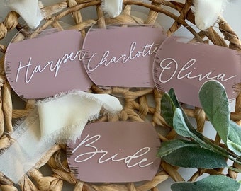 Custom Wedding Acrylic Hanger Tag | Bridal Party | Bridesmaid Gift Tag | Custom Gift Tag | Personalized Gift Tag