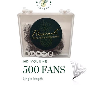 500 fans | 16D volume | Mega Russian Volume Lash Supply | Pinneacle Premade Volume Fans For Eyelashes Extensions | 100% Handmade in